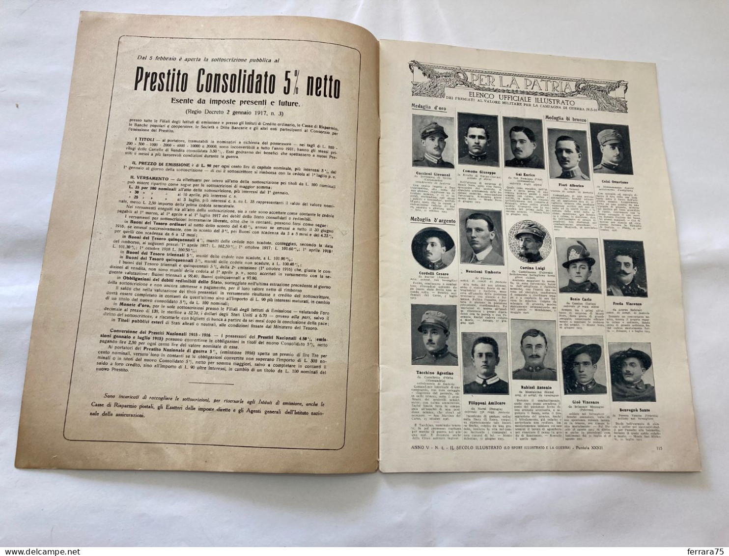 WW1 IL SECOLO ILLUSTRATO COPERTINA DUDOVICH ALPINI AVIAZIONE CINEMA 1917. - War 1914-18