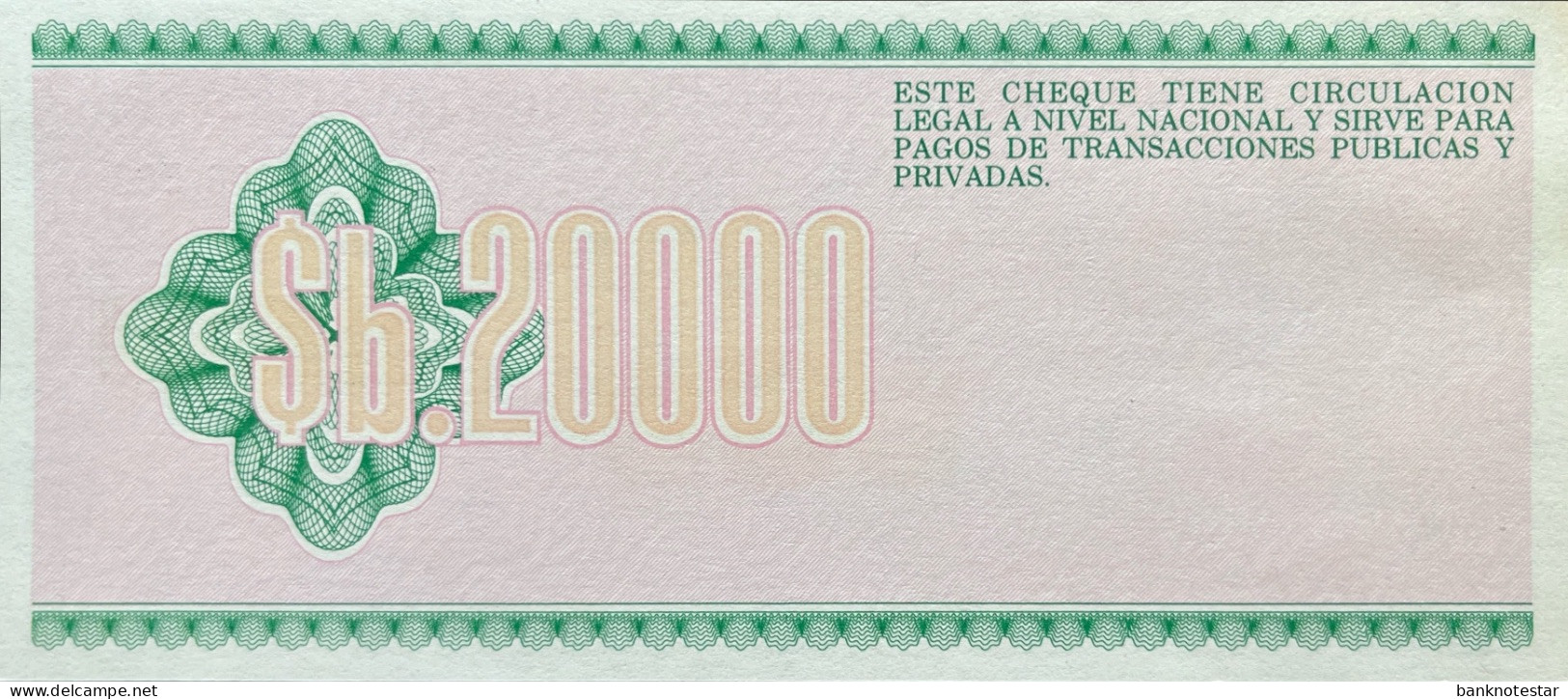 Bolivia 20.000 Pesos Bolivianos, P-187 (D.1984) - UNC - RARE - Bolivie