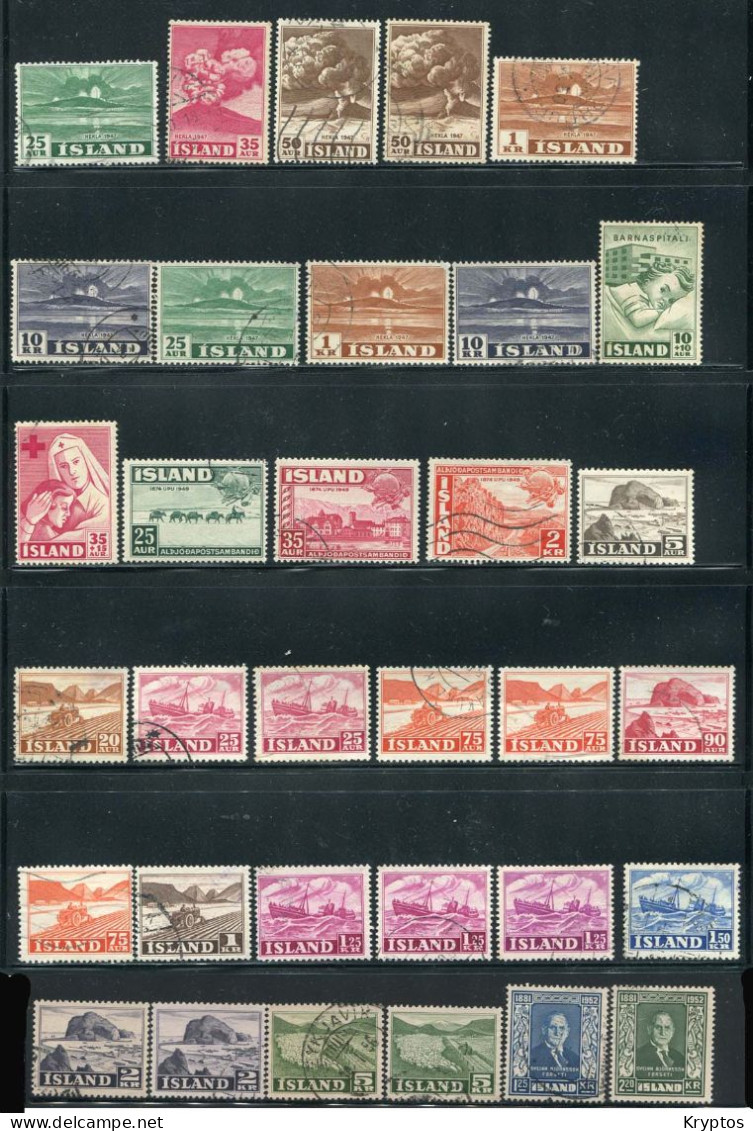 Iceland. Clearance Sale - 81 Stamps - 2 Pages - All USED - Collections, Lots & Series