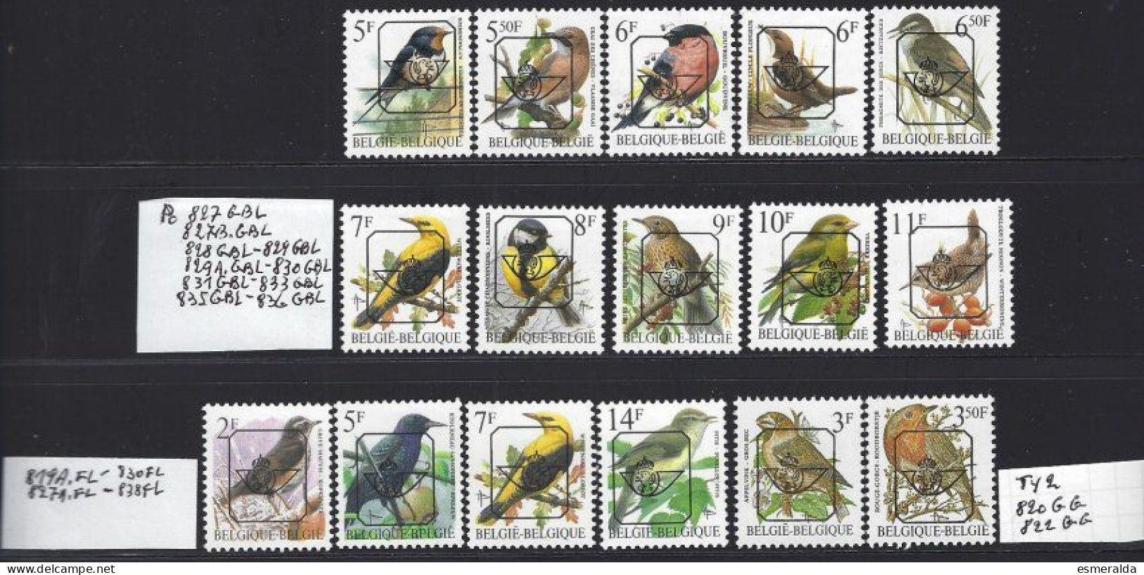 (BL94) 16 Valeurs Oiseaux Papiers Et Gomme Divers,voir Détails Sur Le Scan. ** - Typos 1986-96 (Vögel)