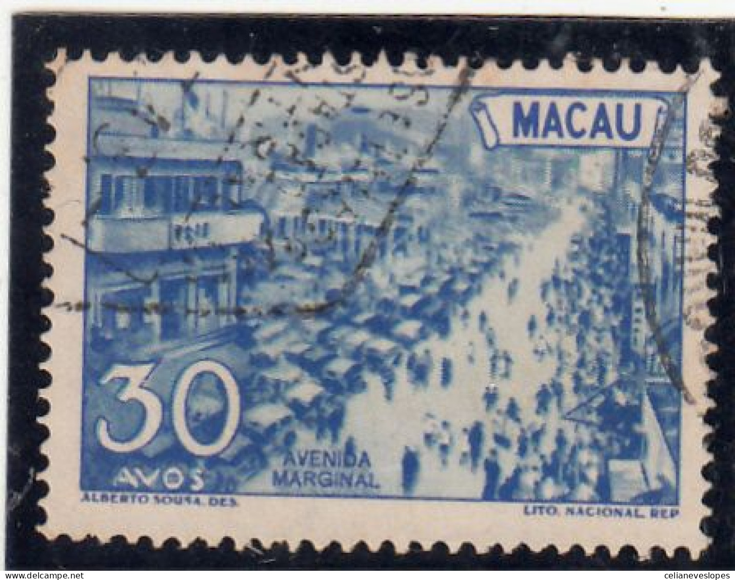 Macau, Macao, Motivos Locais, Novas Cores, 30 A. Avenida Marginal, 1950/51, Mundifil Nº 346 Used - Gebraucht