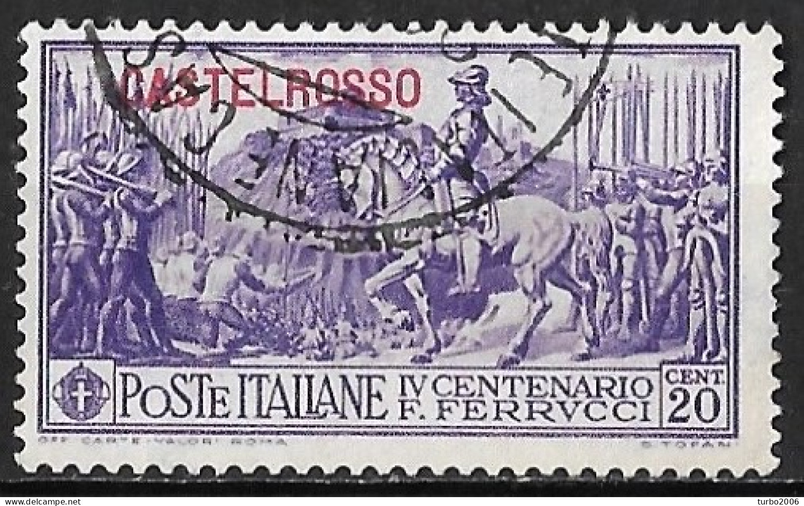 DODECANESE 1930 Stamp Of Italy Ferrucci Set With Overprint CASTELROSSO 20 C Violet Vl. 25 - Dodecaneso