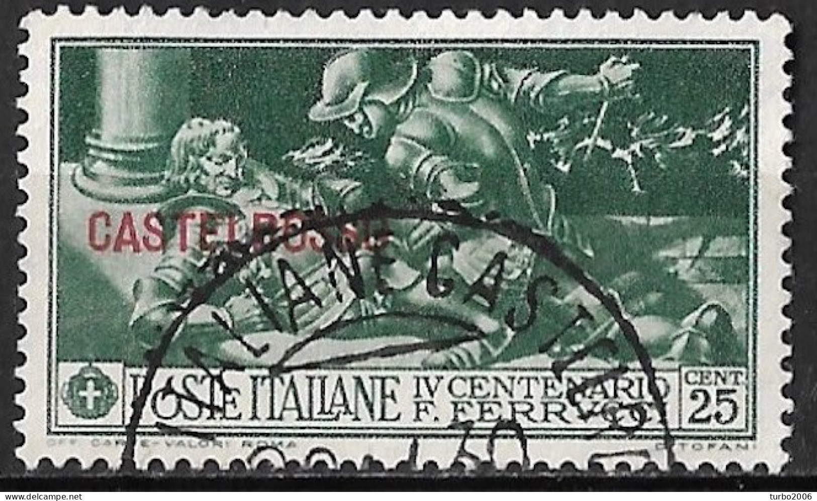 DODECANESE 1930 Stamp Of Italy Ferrucci Set With Overprint CASTELROSSO 25 C Green Vl. 26 - Dodekanisos