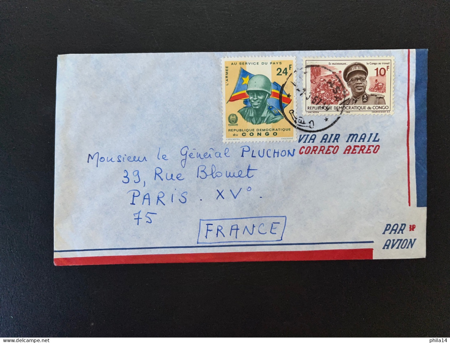 ENVELOPPE CONGO / KINSHASA POUR PARIS 1967 - Briefe U. Dokumente
