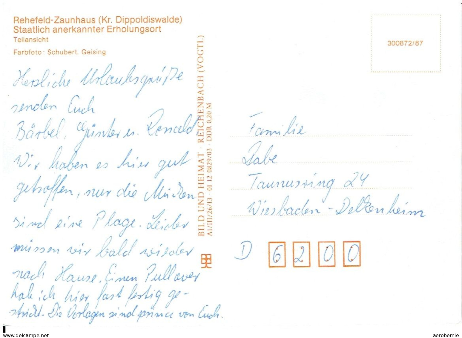 Postkarte Rehefeld-Zaunhaus / Kr.Dippoldiswalde (Sachsen) - Rehefeld