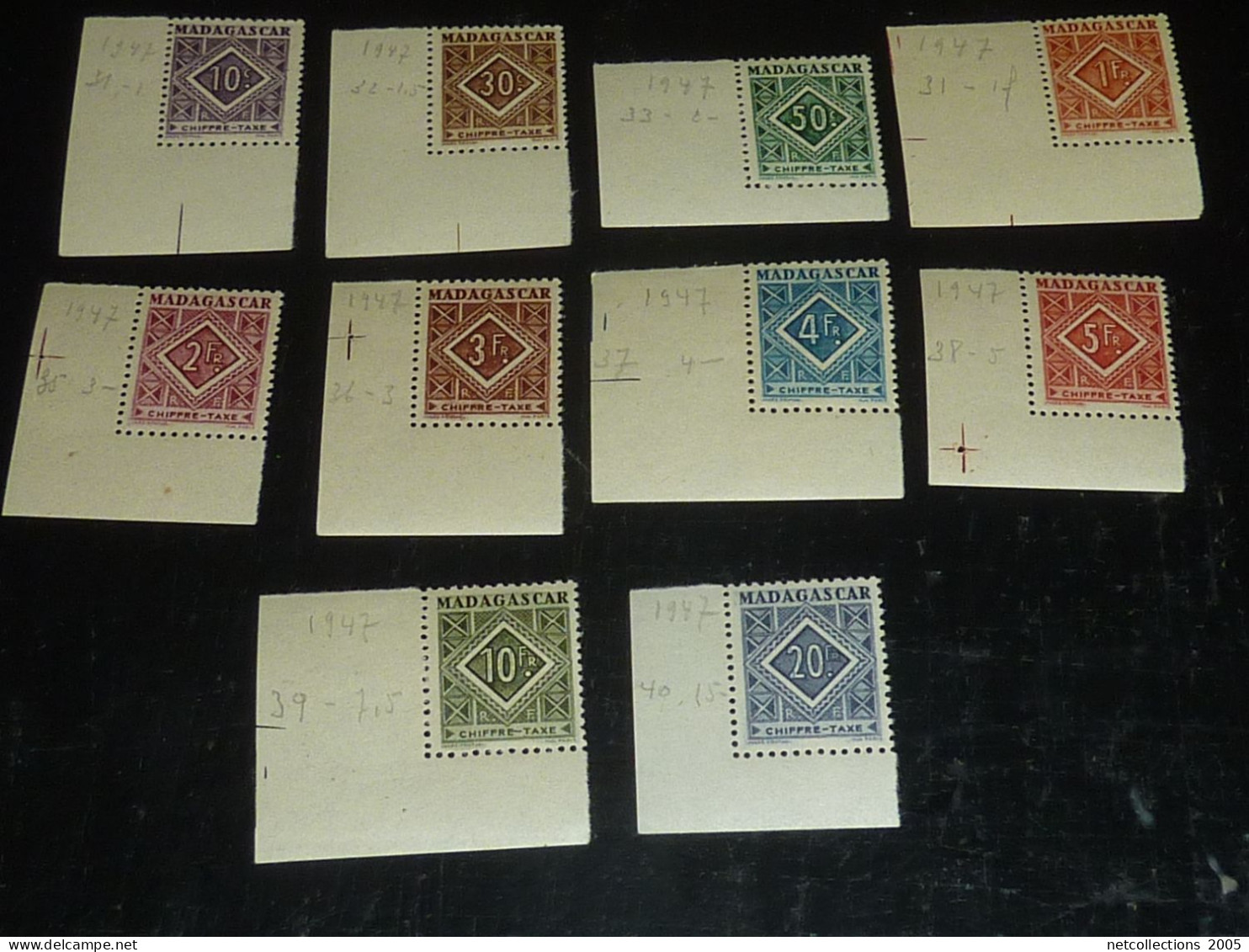 MADAGASCAR CHIFFRE TAXE 1947 N°31/40 - NEUFS SANS CHARNIERES (20/09) - Timbres-taxe