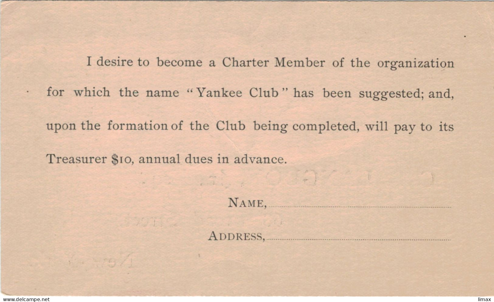 Ganzsache Jefferson Privater Zudruck - Charter Member Yankee Club - Ungebraucht - 1901-20