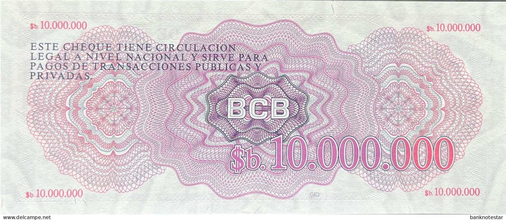 Bolivia 10.000.000 Pesos Bolivianos, P-192 (D.1985) - A0000988 - UNC - RARE - Bolivië