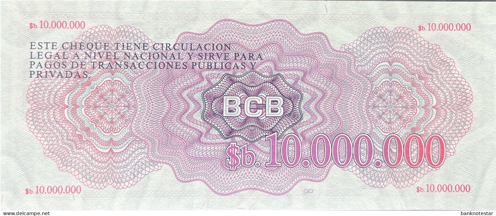 Bolivia 10.000.000 Pesos Bolivianos, P-192 (D.1985) - A0000988 - UNC - RARE - Bolivie