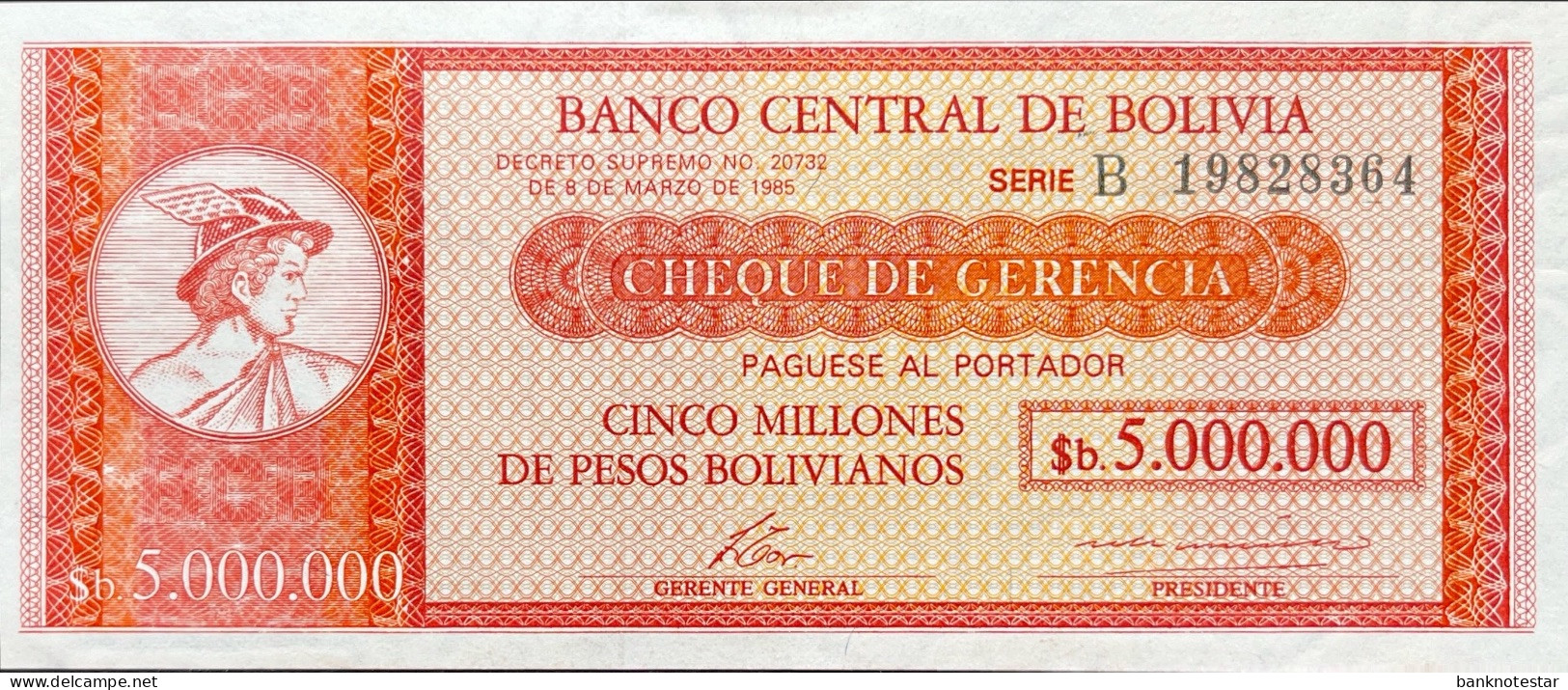 Bolivia 5.000.000 Pesos Bolivianos, P-192A (D.1985) - UNC - Bolivië