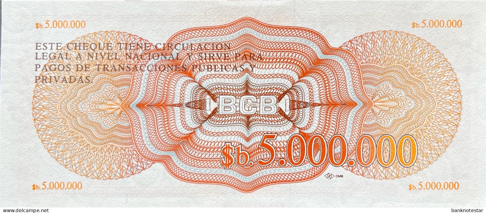 Bolivia 5.000.000 Pesos Bolivianos, P-192A (D.1985) - UNC - Bolivië