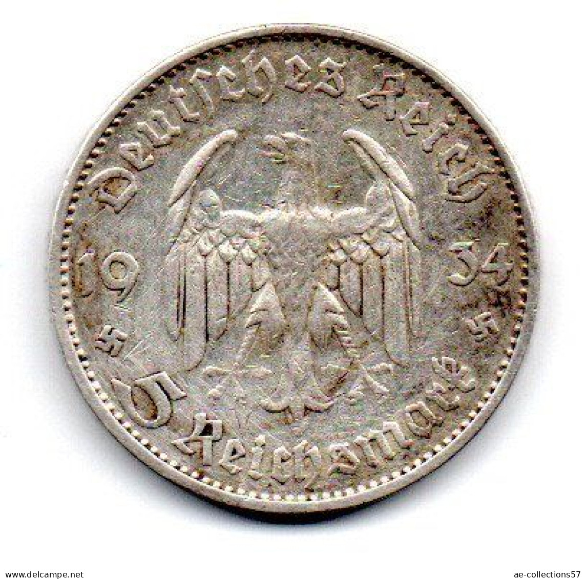 MA 27569  //  Allemagne  --  5 Reichsmark 1934 D  --  TB - 5 Reichsmark