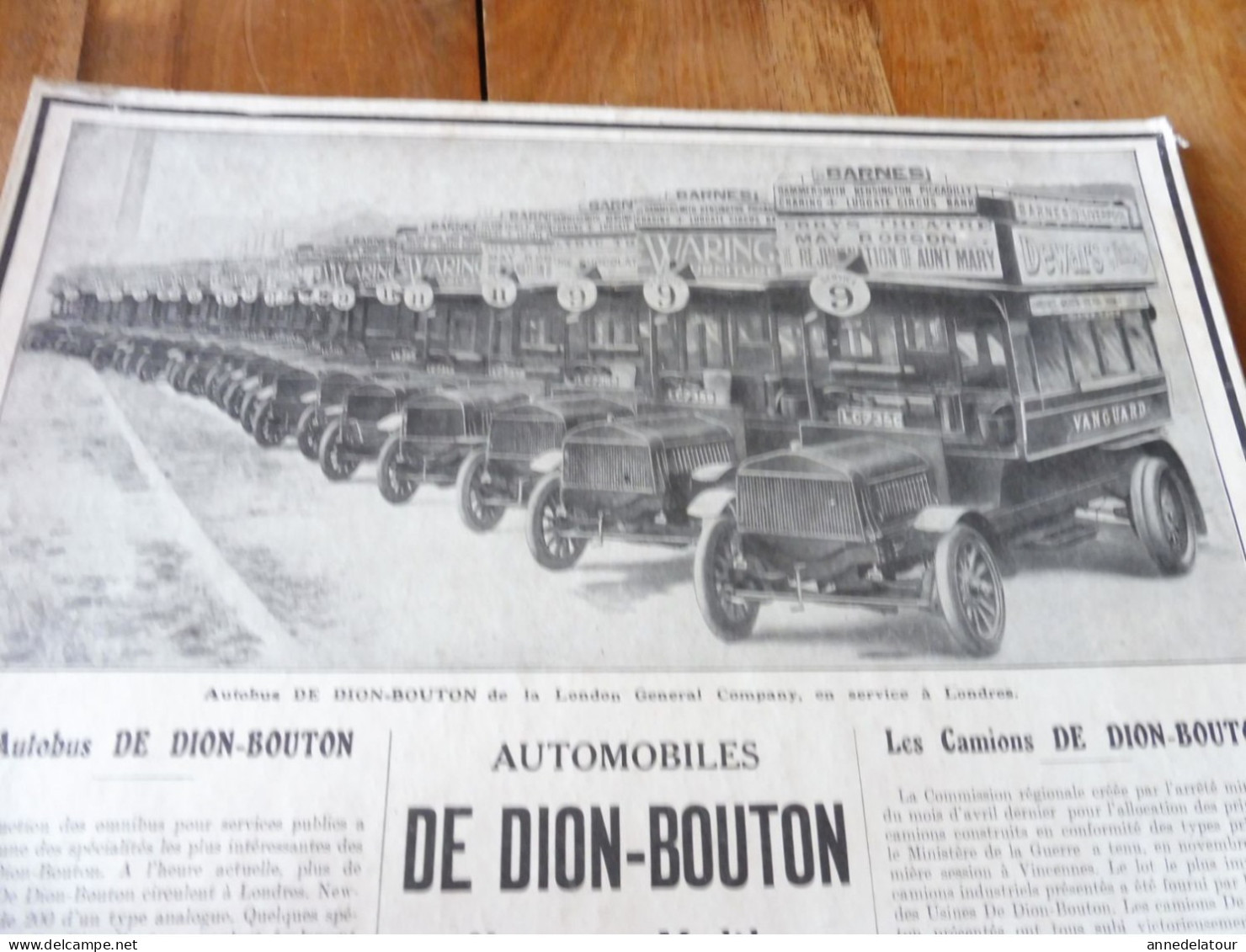 Plaque Publicitaire Automobiles Et Camions DE DION BOUTON    Dimension   36x 28cm  (origine  1911) - Placas De Cartón