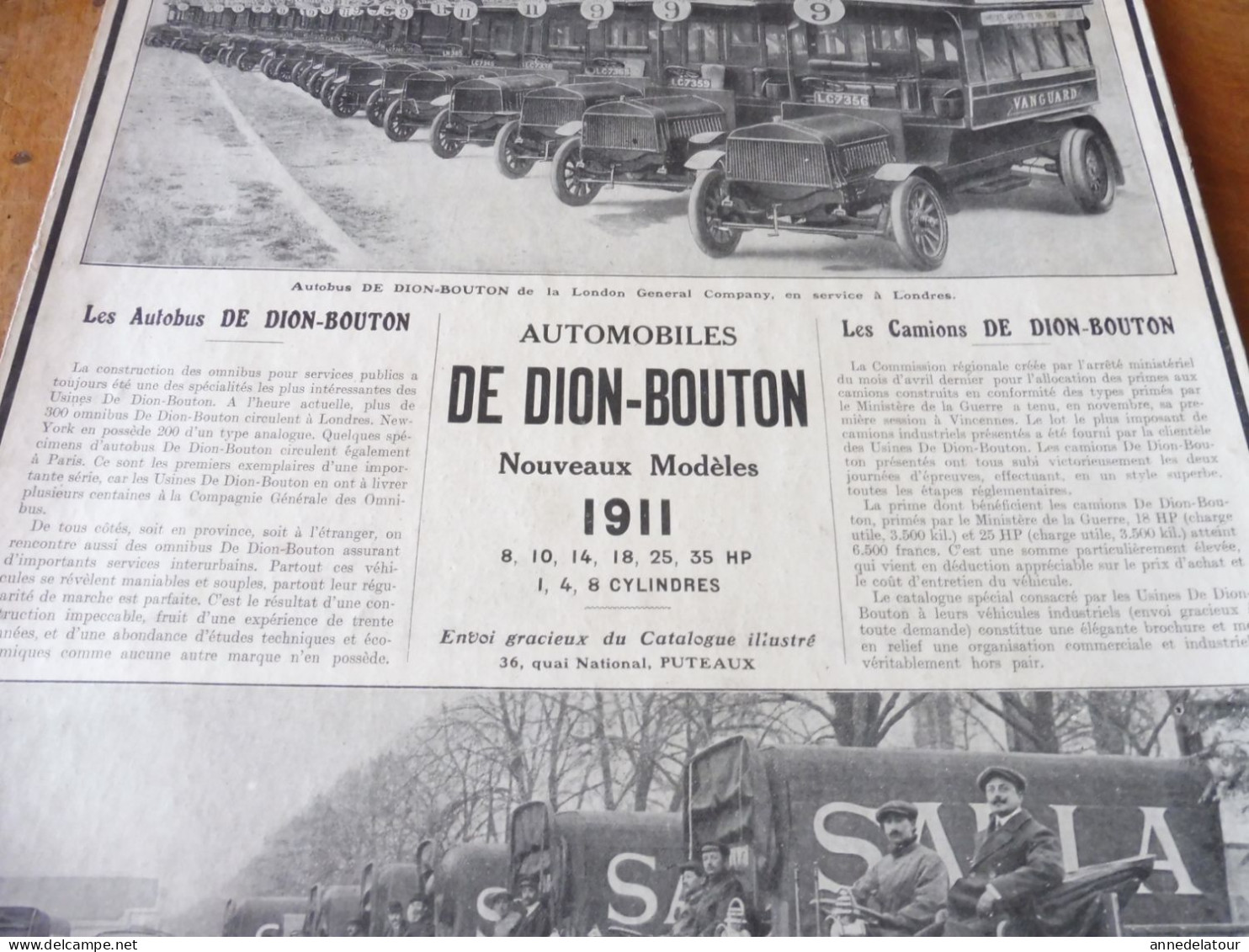 Plaque Publicitaire Automobiles Et Camions DE DION BOUTON    Dimension   36x 28cm  (origine  1911) - Plaques En Carton