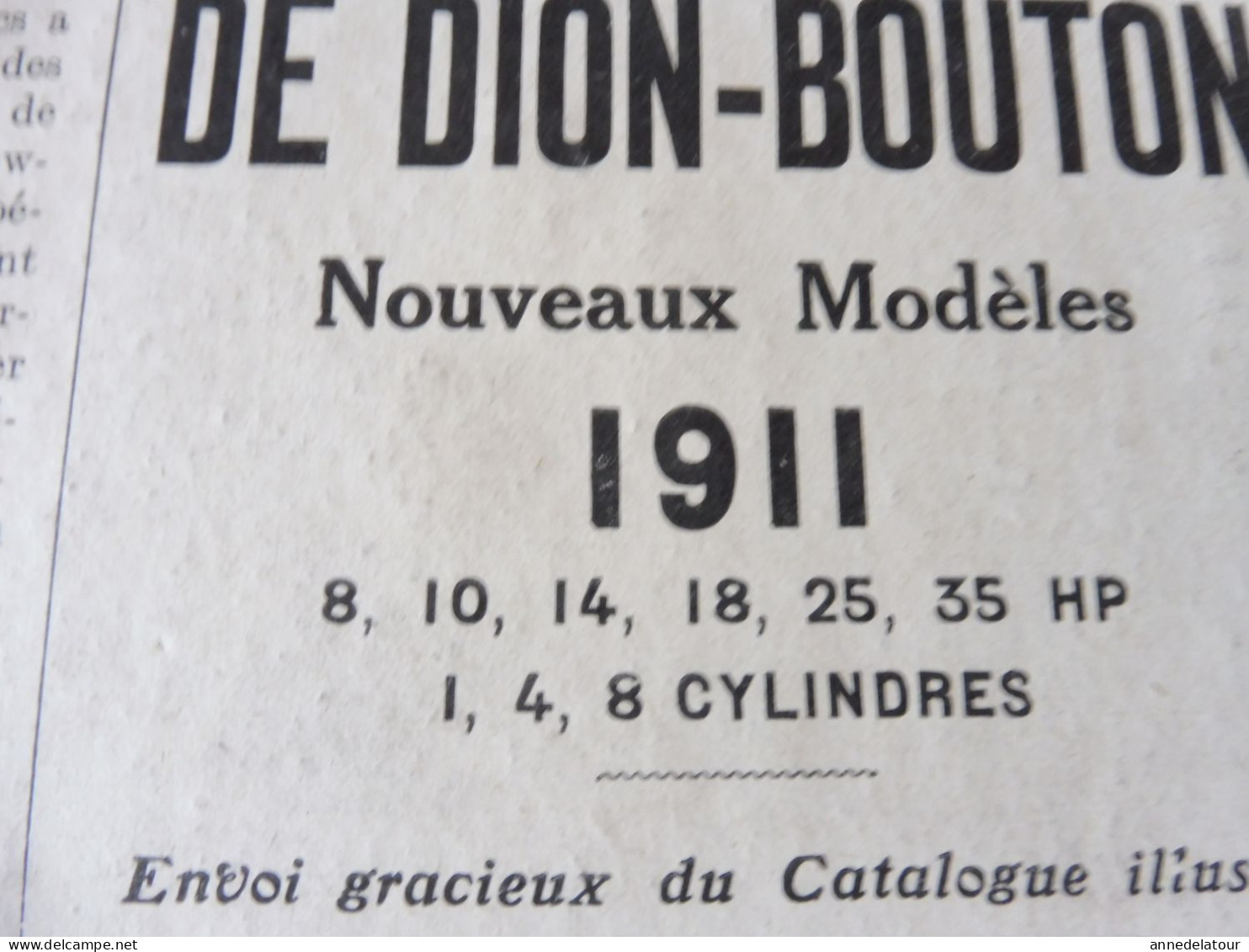 Plaque publicitaire Automobiles et Camions DE DION BOUTON    dimension   36x 28cm  (origine  1911)