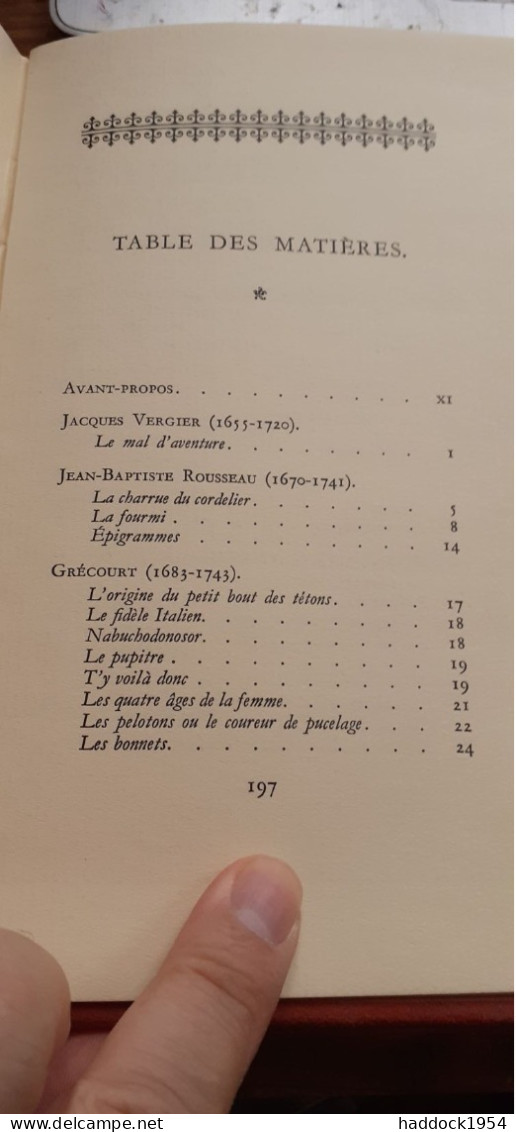 petit enfer poétique du XVIIIe siècle HENRY MULLER  au cercle du livre précieux 1959