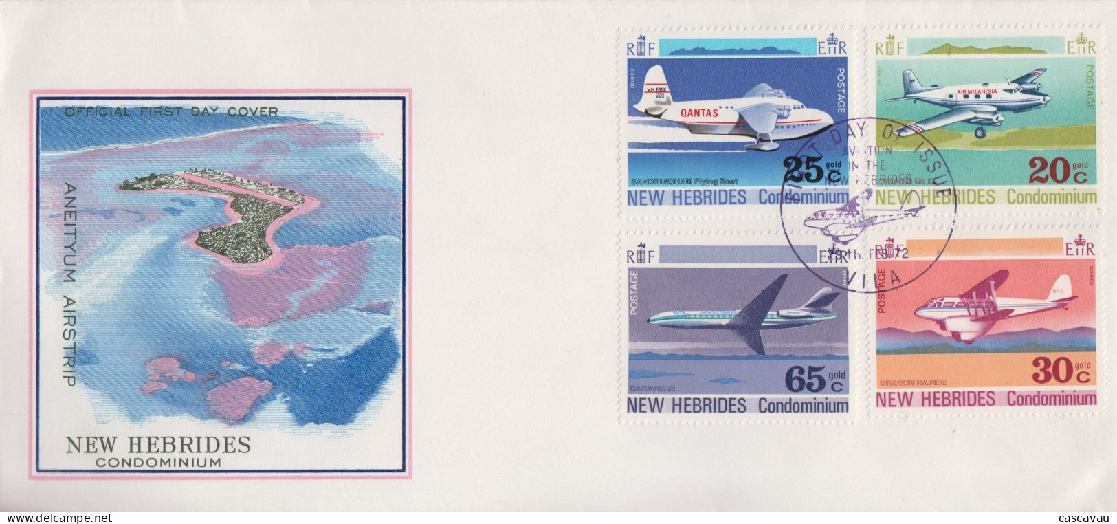 Enveloppe  FDC  1er  Jour   NOUVELLES  HEBRIDES   Aviation   1972 - FDC