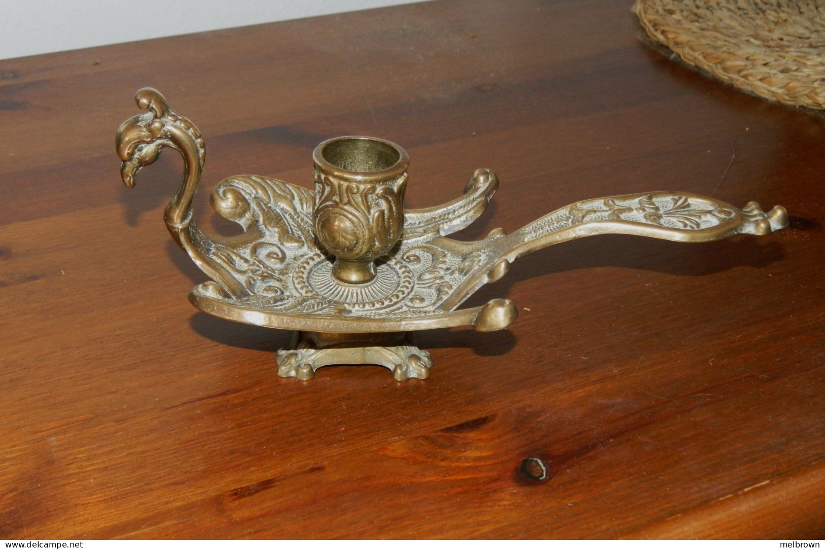 Vintage Brass Peacock Candle Holder - Candeleros, Candelabros Y Palmatorias