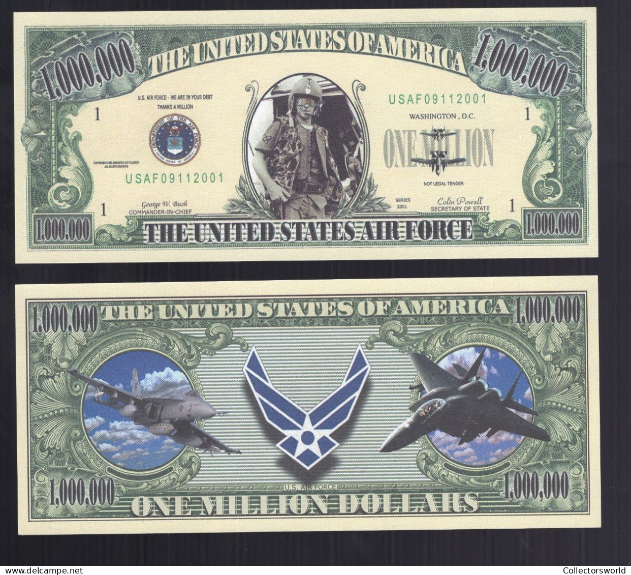 USA USAF 1 Million Dollars Fun Banknote - No Legal Tender - Fantasy Note United States Air Force - Other & Unclassified