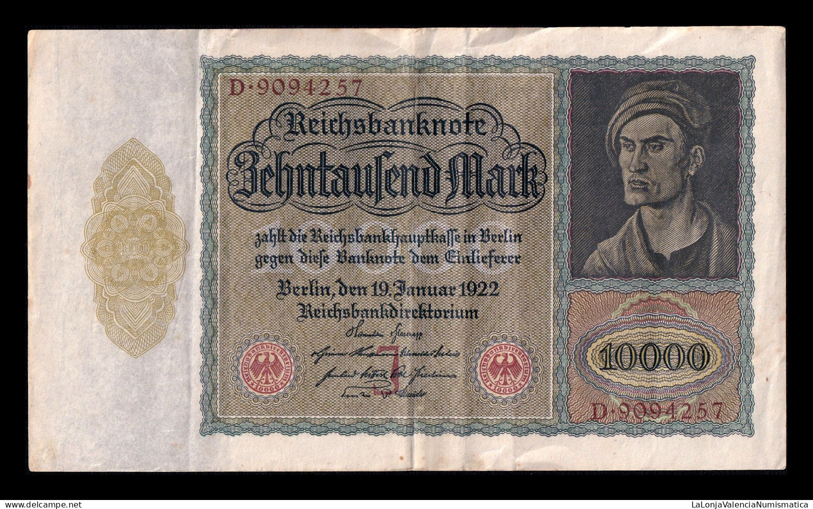 Alemania Germany 10000 Mark 1922 Pick 70 Mbc Vf - 10000 Mark