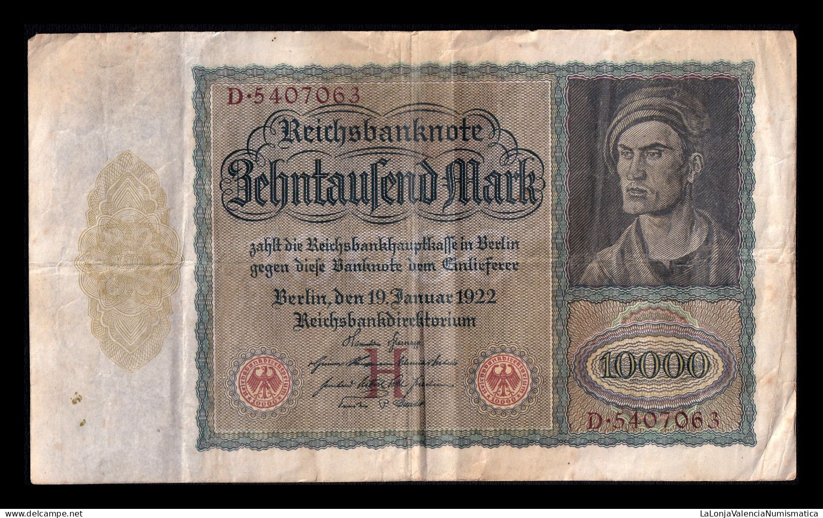 Alemania Germany 10000 Mark 1922 Pick 70 Mbc Vf - 10000 Mark