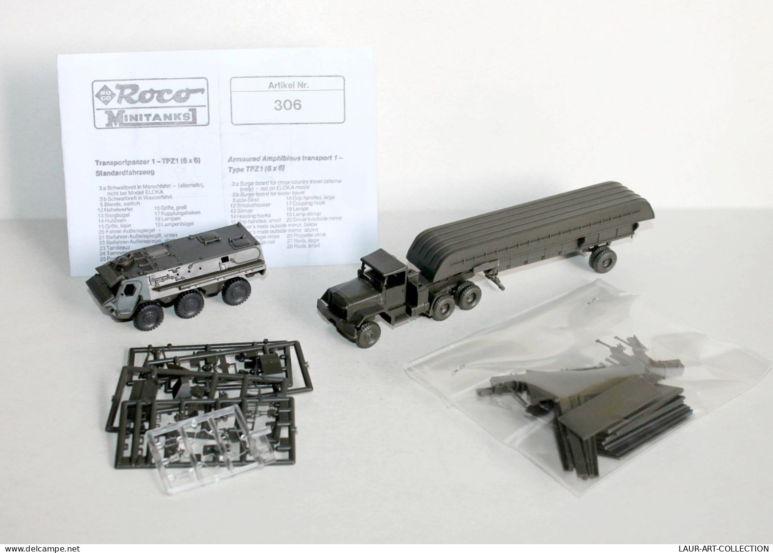 ROCO MINITANKS, N°306 TPZ1 CHAR BLINDE + Z-196 CAMION BARGE TRANSPORT US + Z-197 - MODELE REDUIT MILITAIRE (1712.27.1) - Tanks