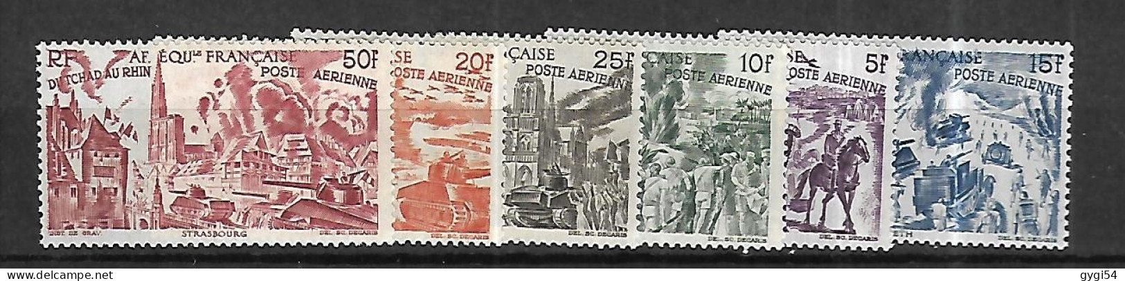 GRANDE SERIE COLONIALE DU TCHAD AU RHIN 1946 AEF Cat Yt N° 44 à 49 N** MNH - 1946 Tchad Au Rhin