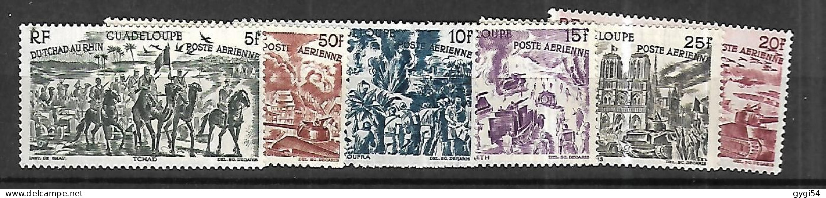 GRANDE SERIE COLONIALE DU TCHAD AU RHIN 1946 GUADELOUPE Cat Yt  14 à 19  N** MNH - 1946 Tchad Au Rhin