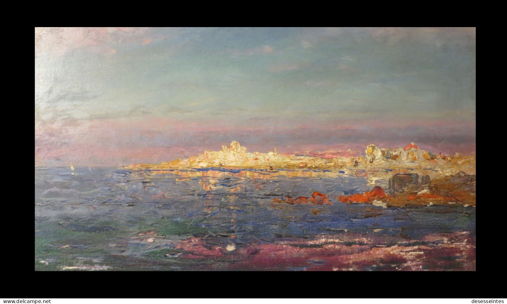 [IMPRESSIONNISME] [Huile Sur Toile] : Paysage Lacustre Ou Marin. - Oelbilder