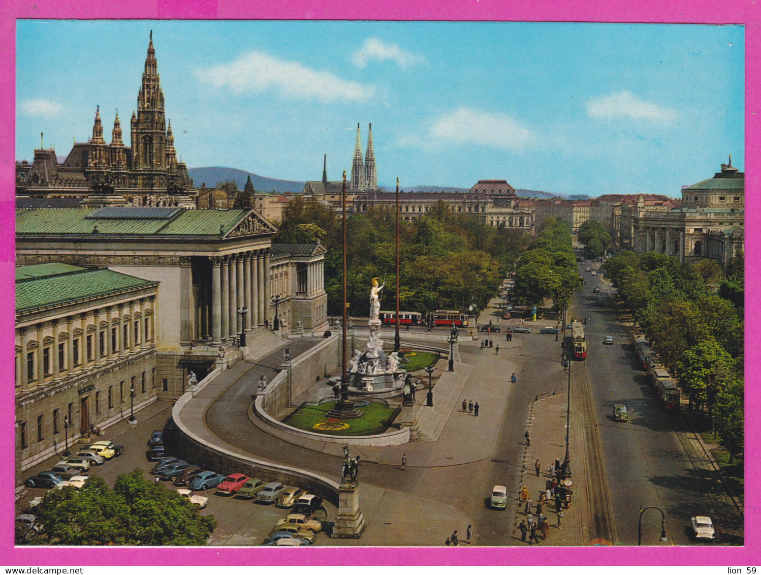 298064 / Austria - Wien Vienna - Ringstrase With Parliament And Town Hall Tram Car Statue PC Osterreich Nr. 45844 - Ringstrasse