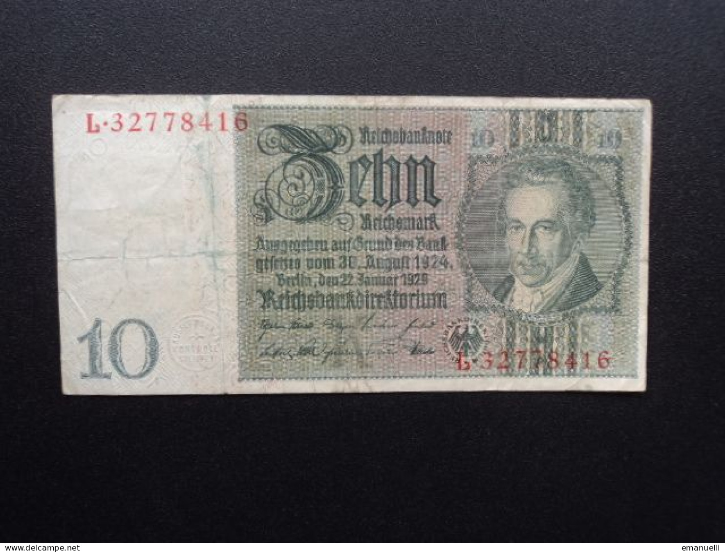 ALLEMAGNE : 10 REICHSMARK   22.1.1929 (1941-1942)    C.A. 173b, *  / P 180a Bis Ou B Et B Devient C)  TTB - 10 Reichsmark