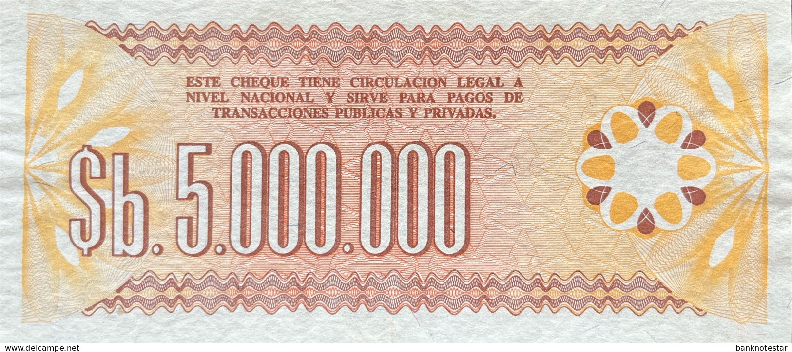 Bolivia 5.000.000 Pesos Bolivianos, P-193 (D.1985) - UNC - Bolivie