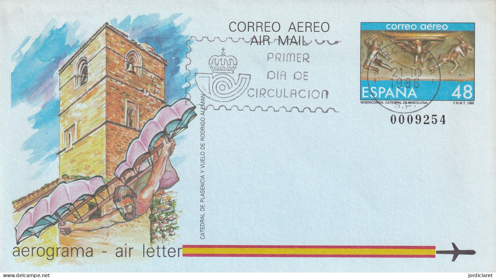 AEROGRAMME   ESPAÑA 1986 - Orologeria