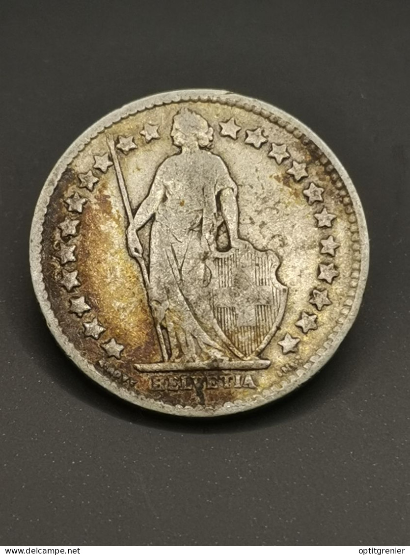 1/2 FRANC SUISSE ARGENT 1907 B BERNE HELVETIA  DEBOUT / SWITZERLAND SILVER - Autres & Non Classés