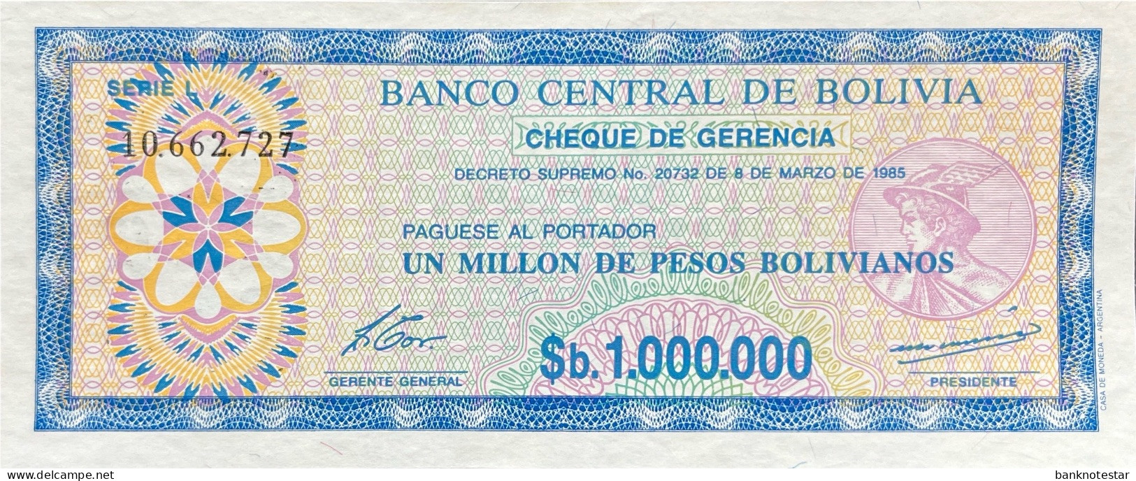 Bolivia 1 Boliviano, P-199 (1987) - UNC - RARE - Bolivie