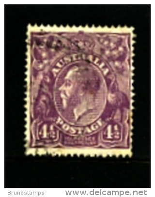 AUSTRALIA - 1927  KGV HEAD  4 1/2 D  VIOLET  SMALL MULTIPLE WMK  PERF 14 FINE USED  SG 92 - Gebruikt