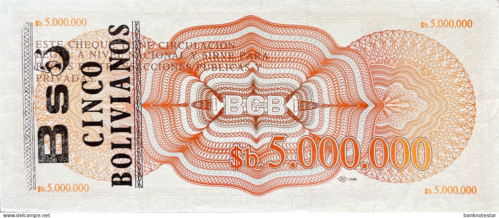 Bolivia 5 Bolivianos, P-200 (1987) - UNC - RARE - Bolivien