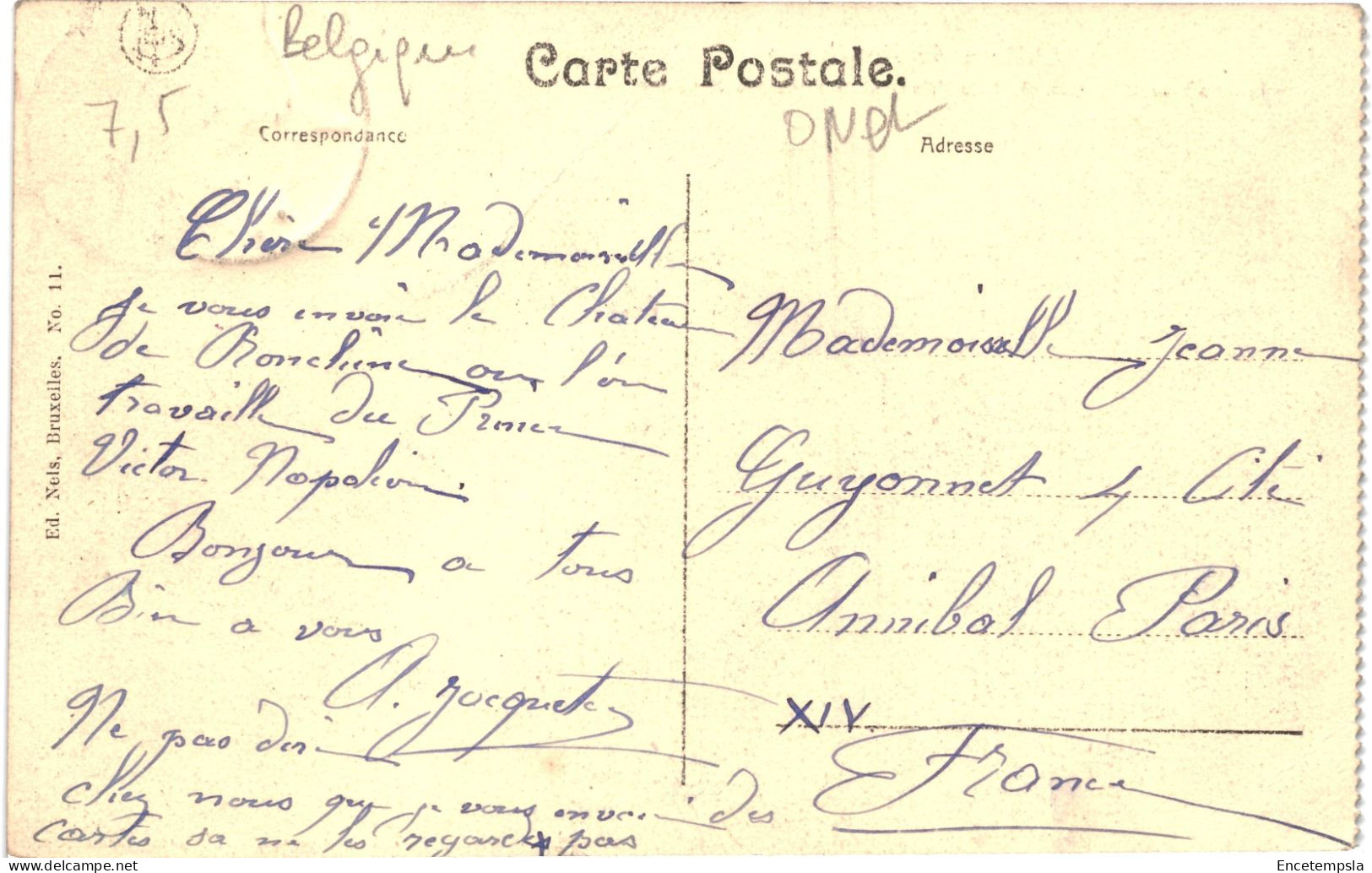 Carte Postale  Belgique  Ronchinne Château 1913 VM72152 - Assesse