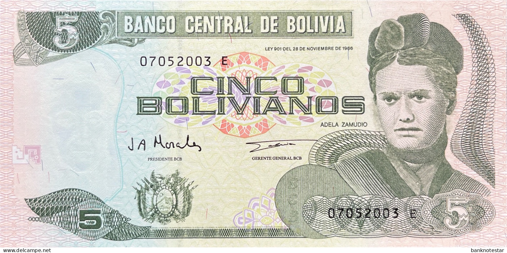 Bolivia 5 Bolivianos, P-203c (1998) - UNC - Bolivien