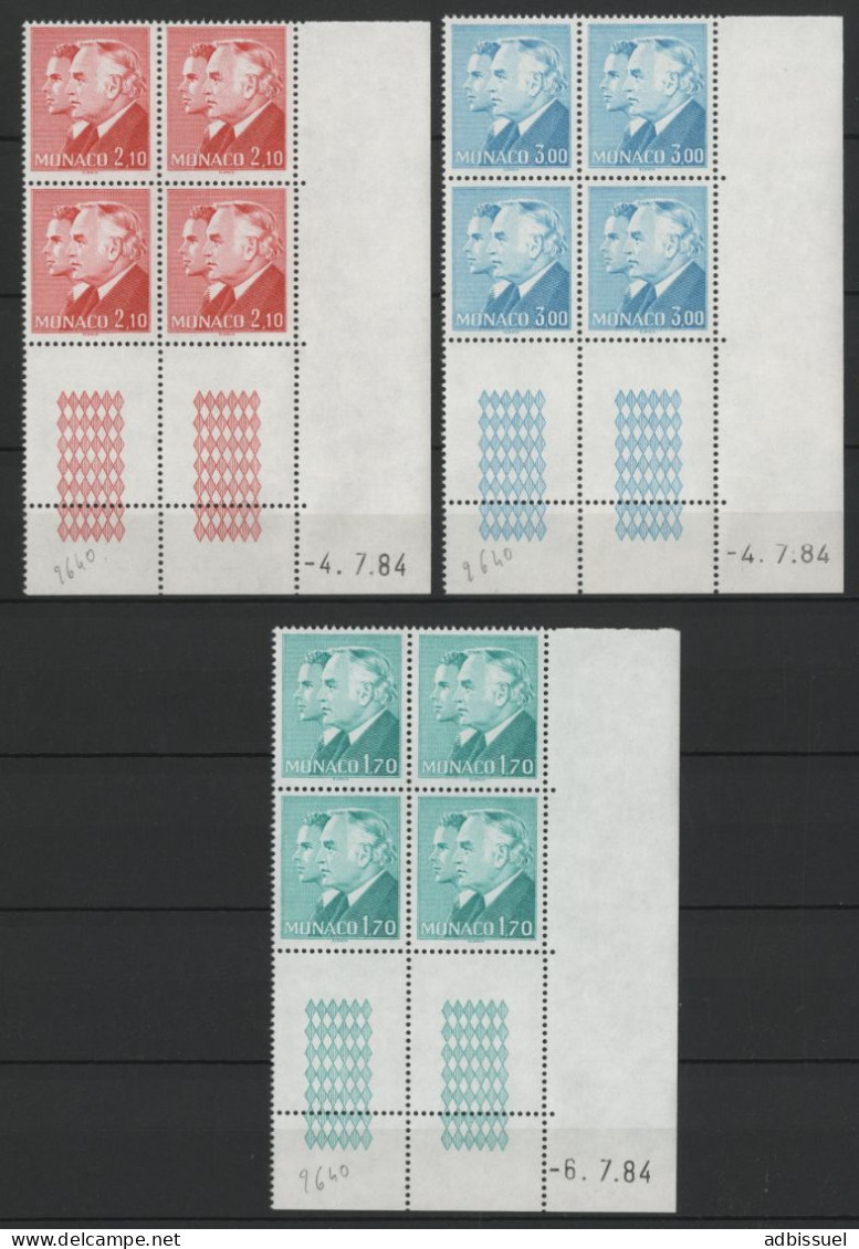 MONACO N° 1430 à 1432 En Blocs De Quatre Avec Coins Datés Neufs ** (MNH) Vendus à La Valeur Faciale - Neufs