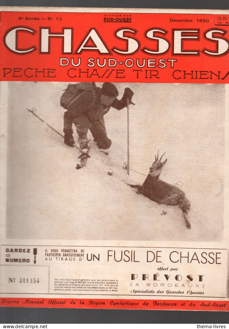 Revue CHASSES DU SUD OUEST   N°12 Decembre1950   (CAT6197) - Jacht/vissen