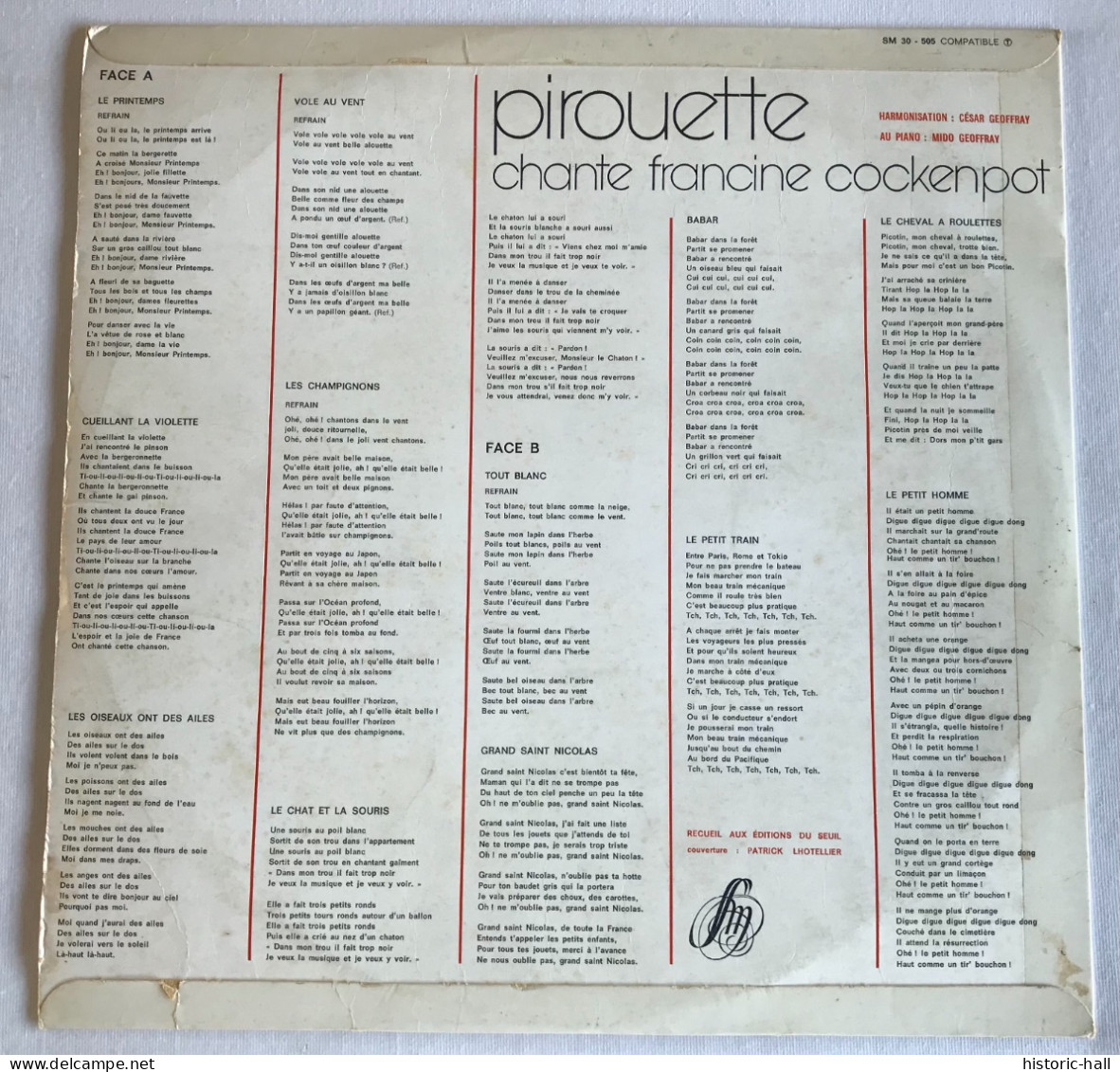 PIROUETTE - Chante Francine Cockenpot - LP - 1972 - French Press - Kinderlieder