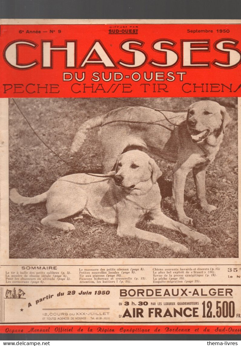 Revue CHASSES DU SUD OUEST   N°9 Septembre 1950   (CAT6198) - Chasse/Pêche