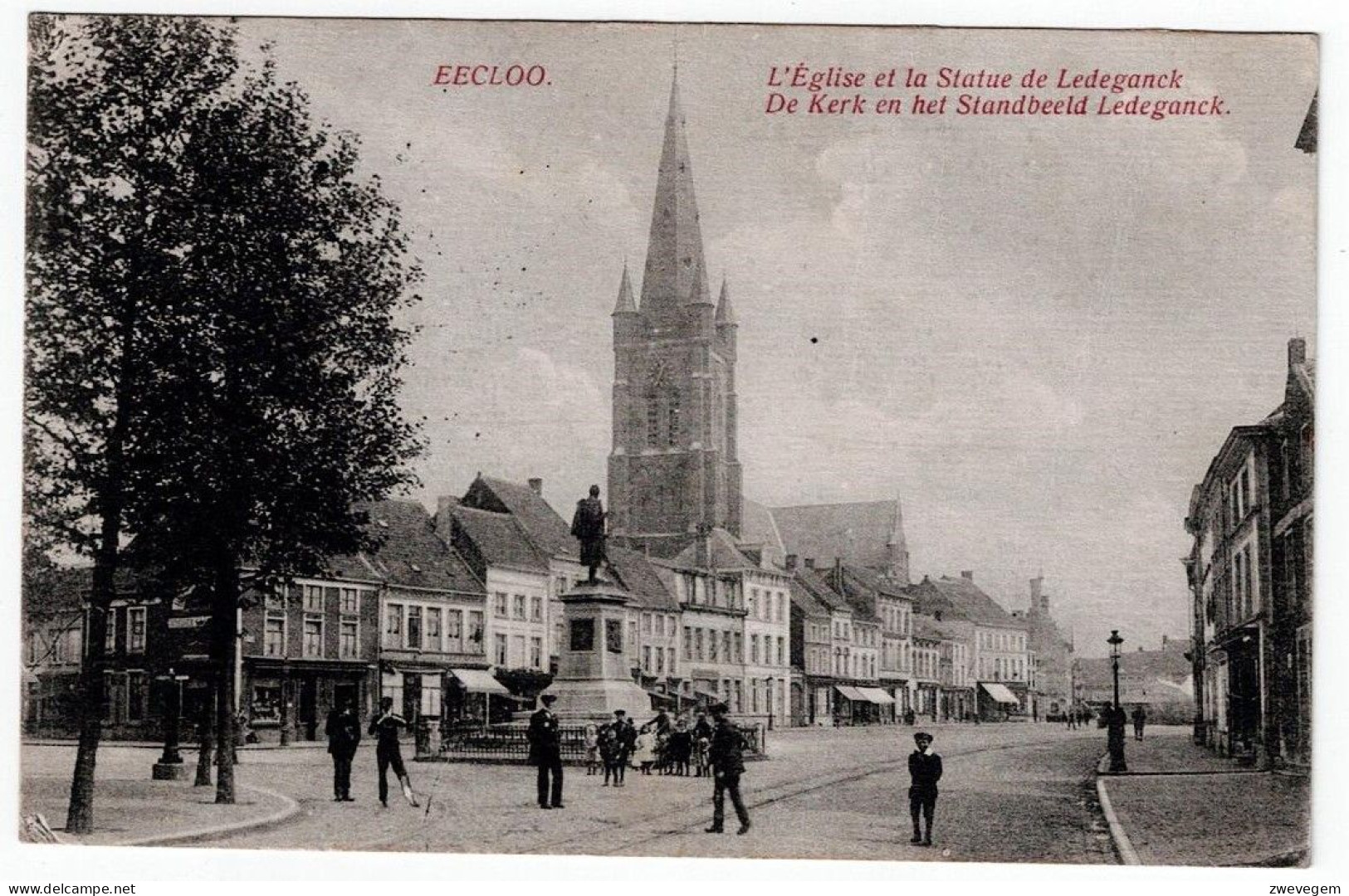 EECLOO - De Kerk En Het Standbeeld Ledeganck. - Eeklo