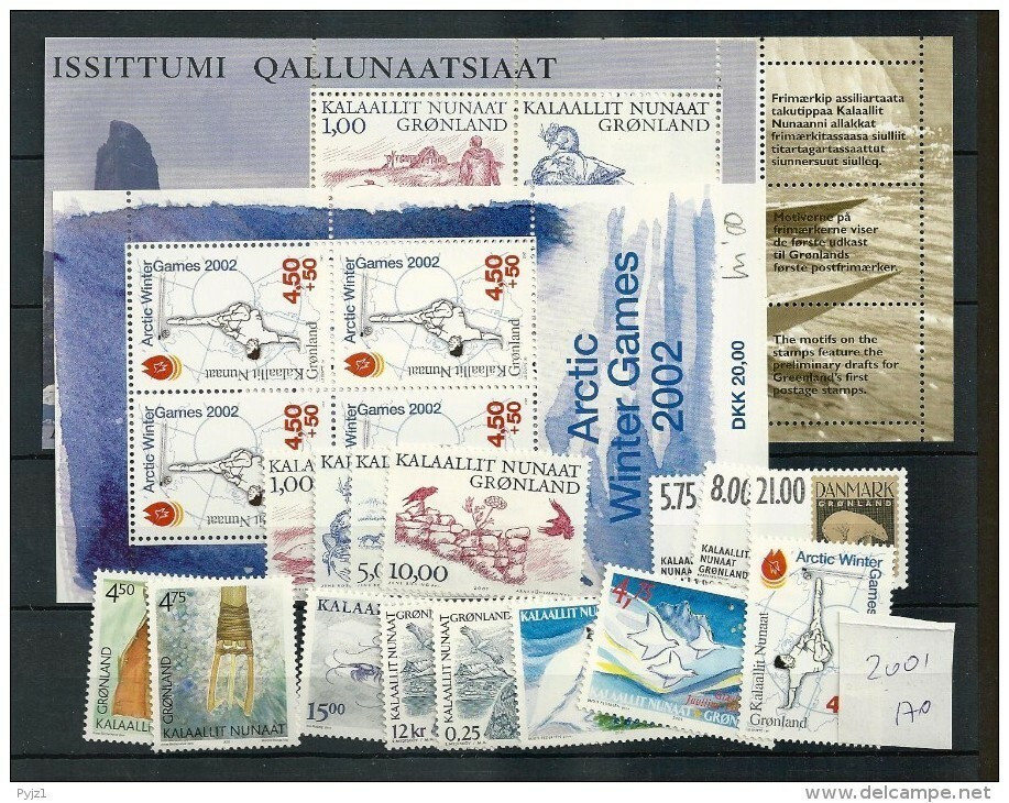 2001 MNH Greenland, Year Complete According To Michel, Postfris - Full Years