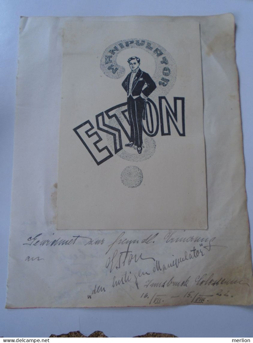 ZA452.5  CIRCUS  MEMORABILIA - Eston Manipulator  and Geschwister Liberté - autograph -1922 Cirque  Zirkus  Innsbruck