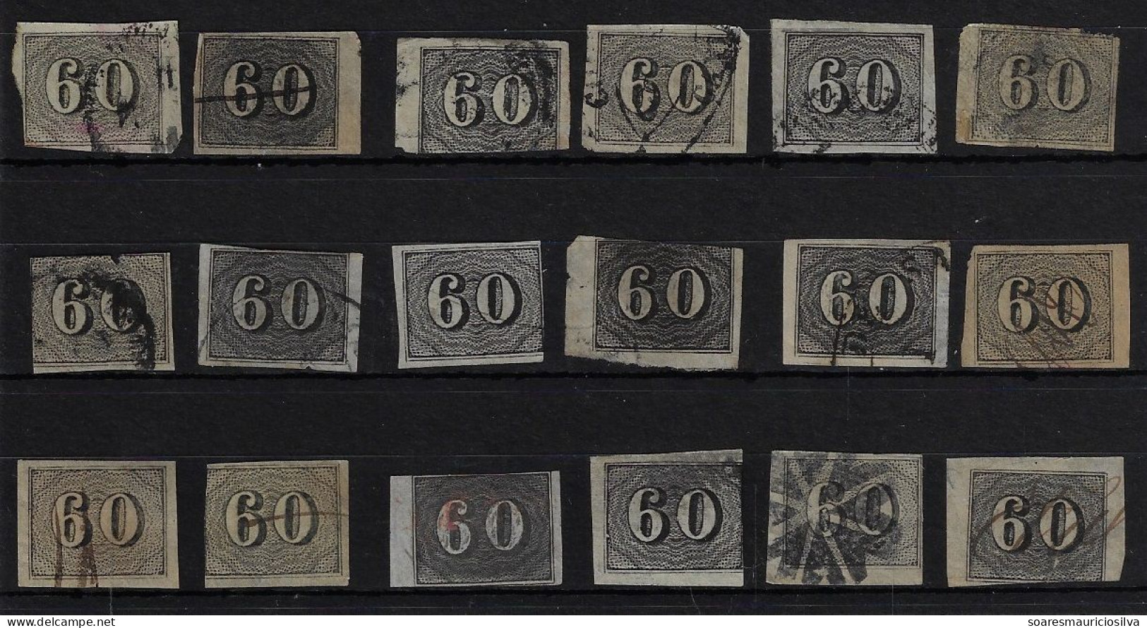 Brazil 1850 Vertical Number Issue Goat's Eye 60 Réis 18 Stamp For Studying Used (catalog US$144) - Gebraucht
