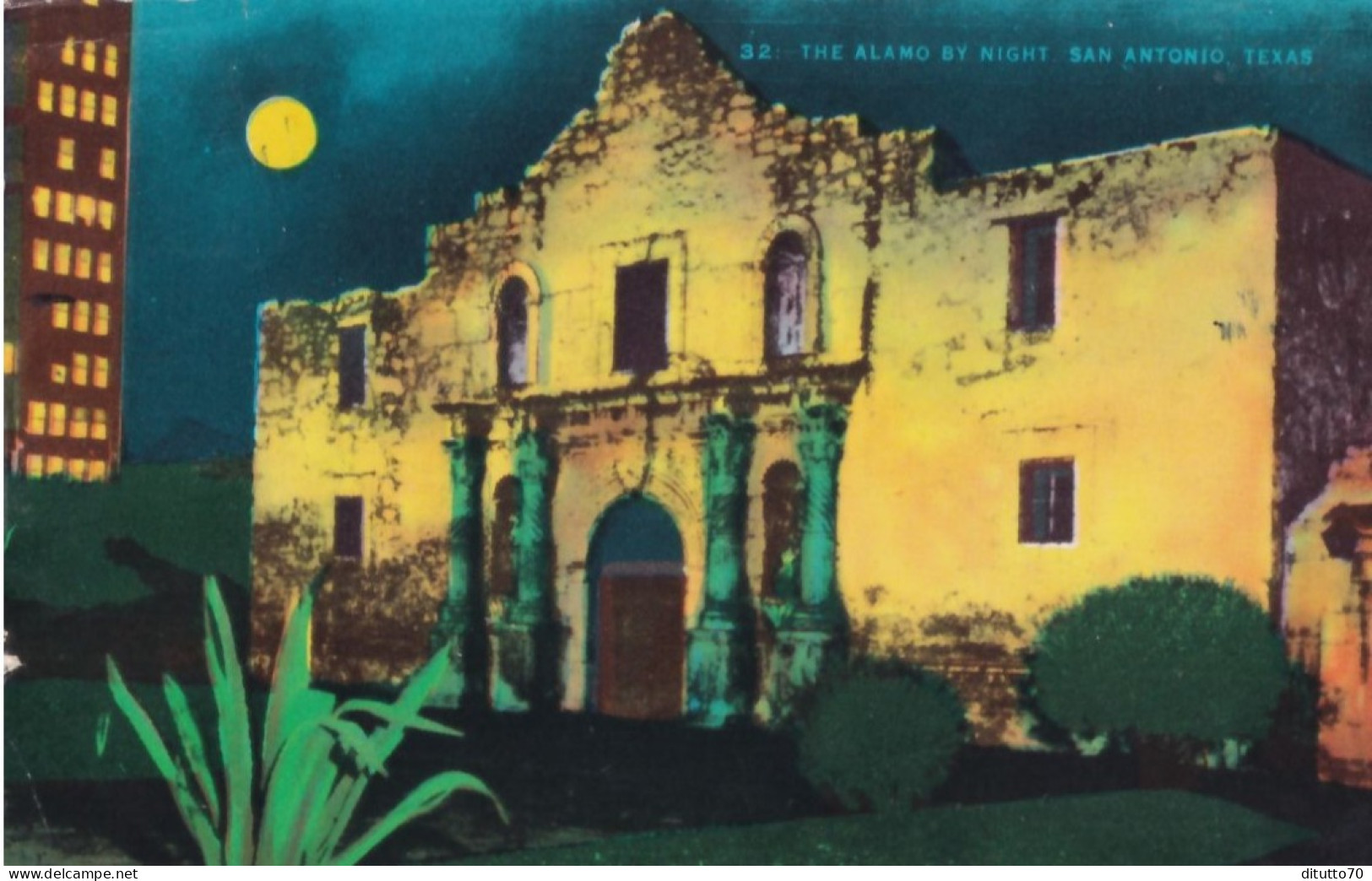 The Alamo By Night San Antonio Texas - Formato Piccolo Viaggiata Mancante Di Affrancatura – FE390 - San Antonio