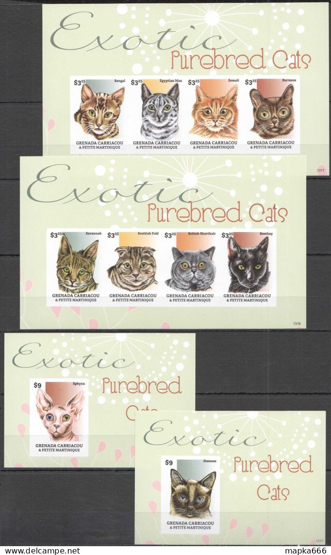 Ss0947 Imperf 2013 Grenada Carriacou Fauna Pets Exotic Cats !!! 2Bl+2Kb Mnh - Chats Domestiques