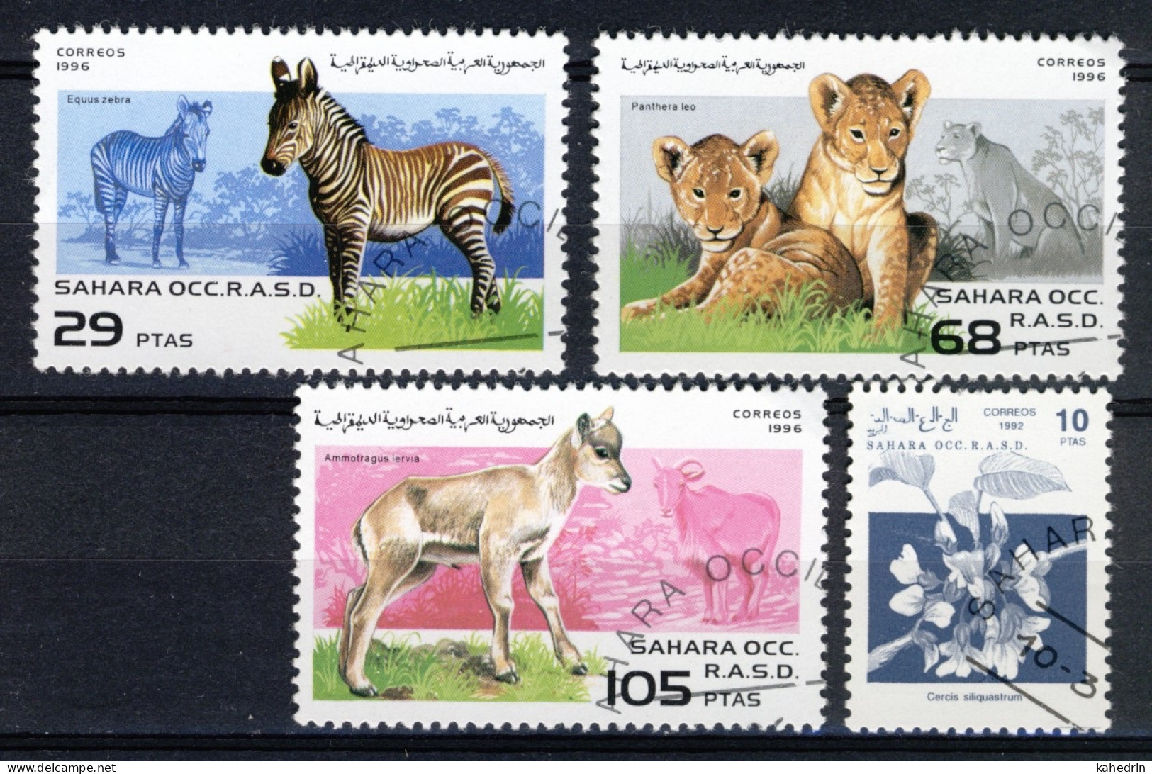 Sahara OCC R.A.S.D., Animals Flower (o), Used (CTO) - Vignettes De Fantaisie